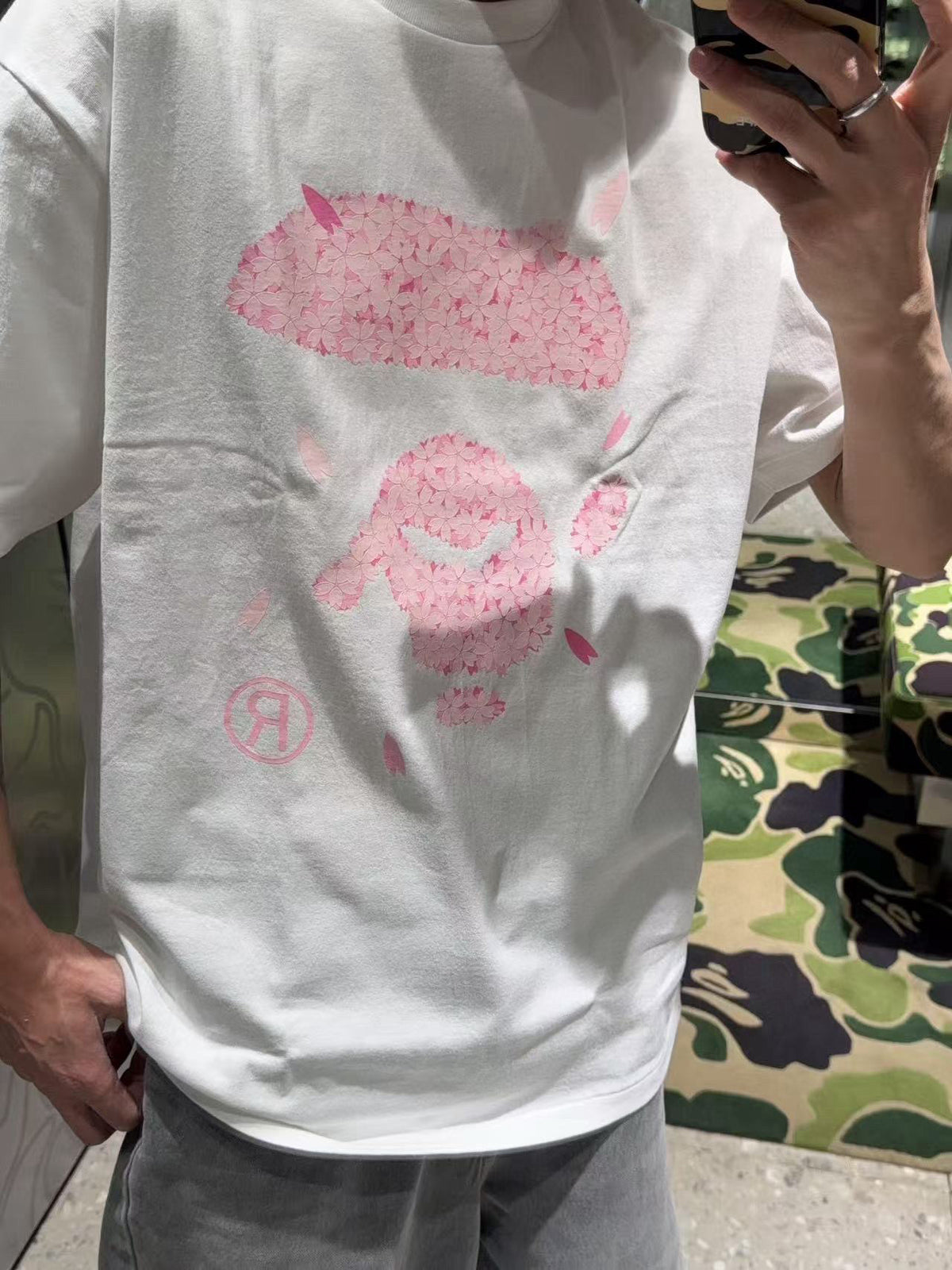 BAPE SS25 Sakura Blossom Ape Head Oversized Heavyweight Unisex T-Shirt