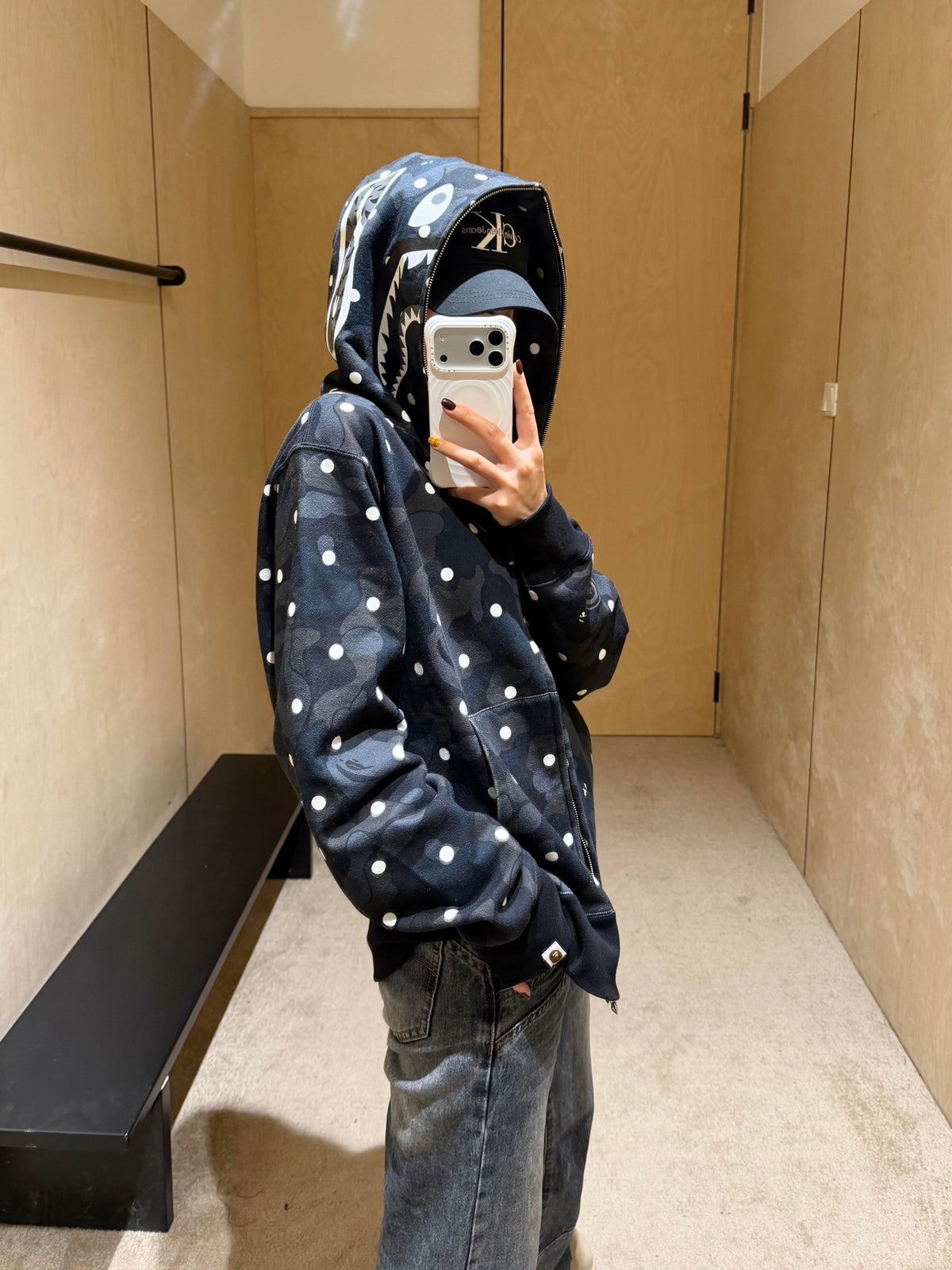 BAPE FW25 Shark Full-Zip Hoodie — Camo Polka Dot