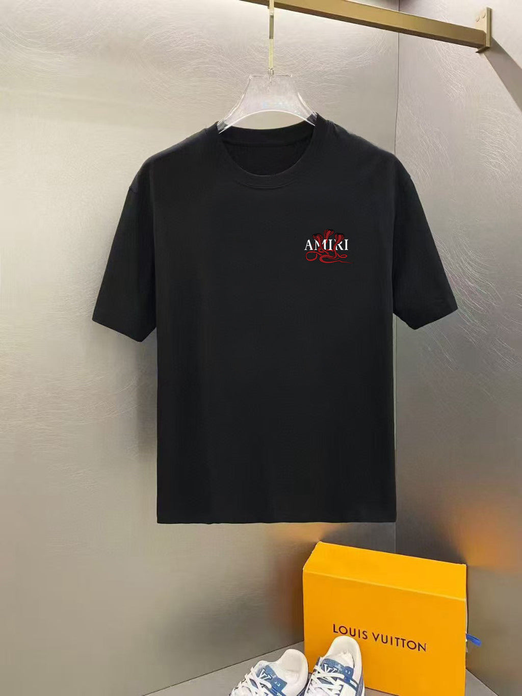 Amiri Decorative Script Chest Graphic Crew‑Neck Short‑Sleeve T‑Shirt