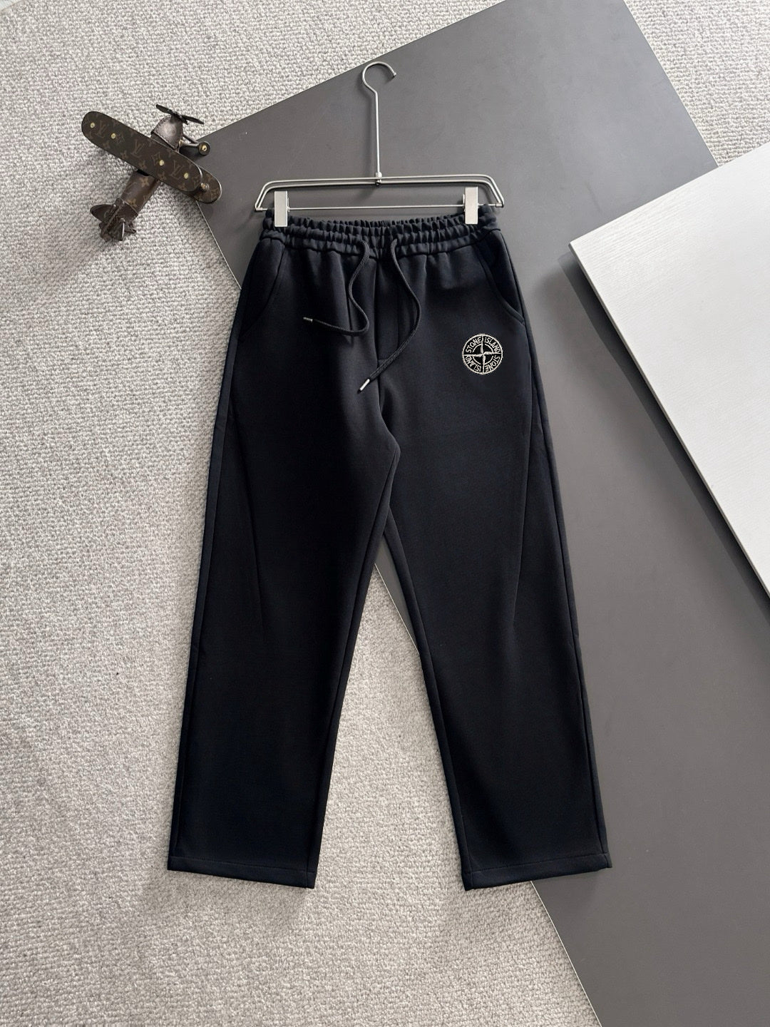 Stone Island Heathered Cotton Blend Relaxed Straight Sweatpants