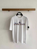 Stone Island Distressed Ink-Wash Compass Star Wordmark Print T-Shirt