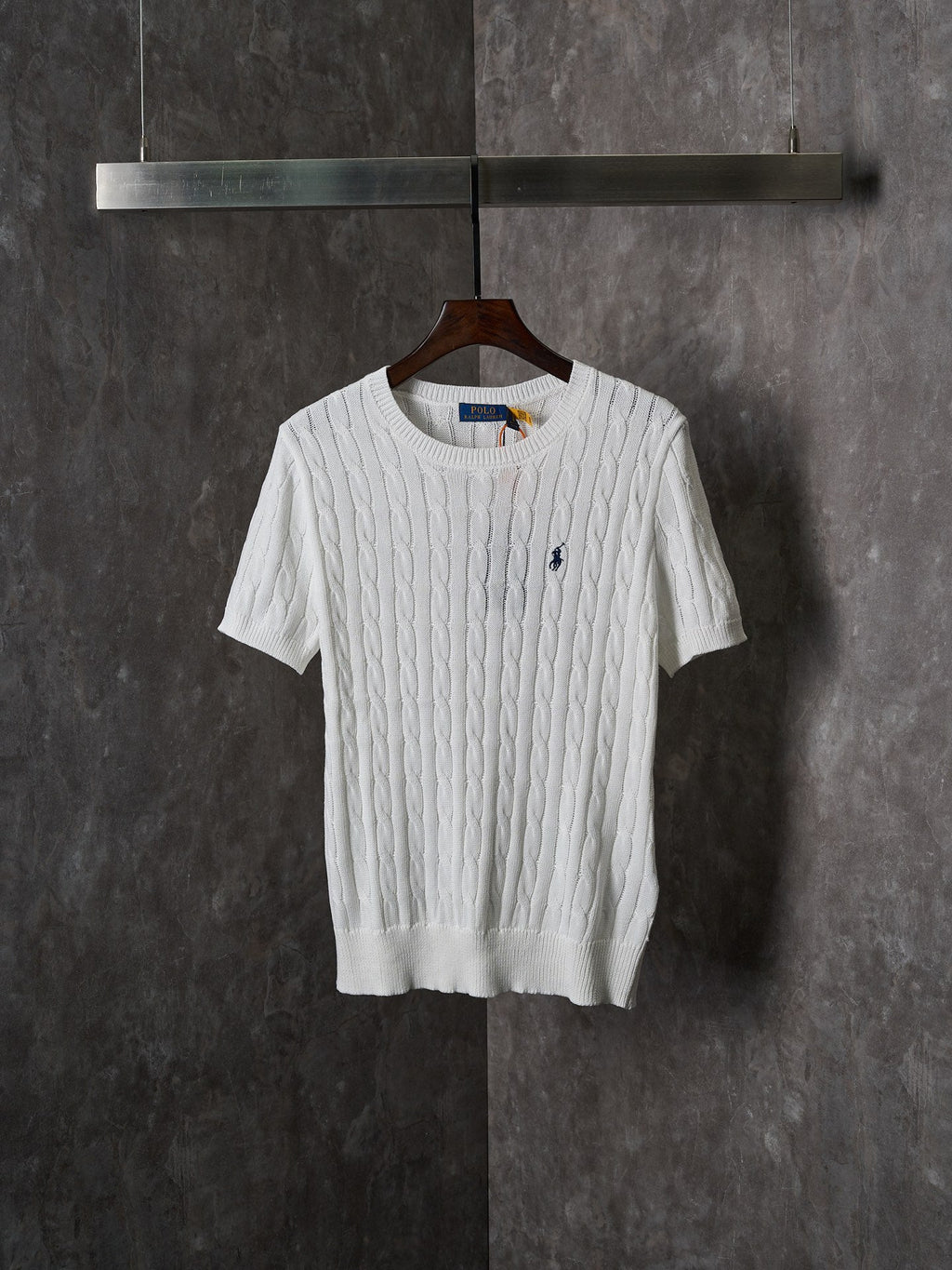 Ralph Lauren Men's Cable‑Knit Crew‑Neck Short‑Sleeve Sweater