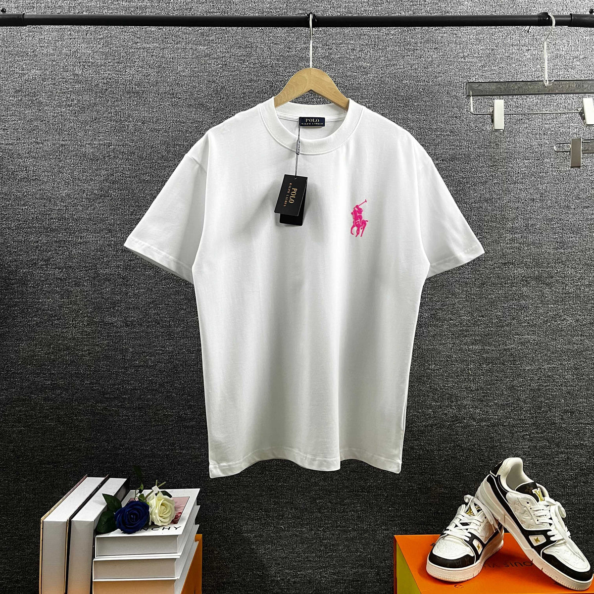 Polo Ralph Lauren Men’s Crew‑Neck Short‑Sleeve T‑Shirt With Pink Pony Embroidery