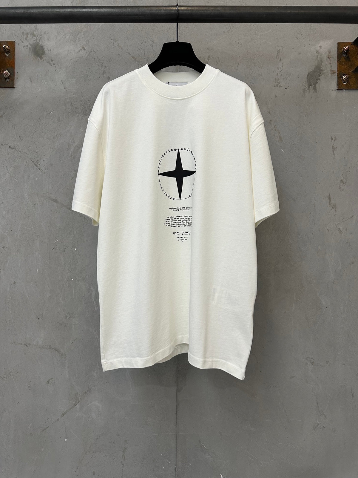 Stone Island Compass Graphic Print Crew Neck T-Shirt with Oversized Star and Brand Narrative