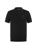 Polo Ralph Lauren Men’s Cable‑Knit Short‑Sleeve Polo Sweater, Small Red Pony Embroidery