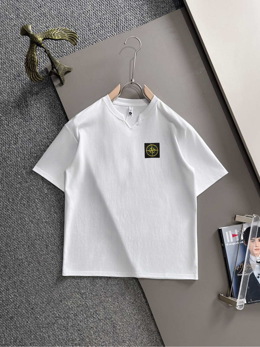 Stone Island Heavyweight Cotton Crew Neck T-Shirt with Left Chest Compass Badge