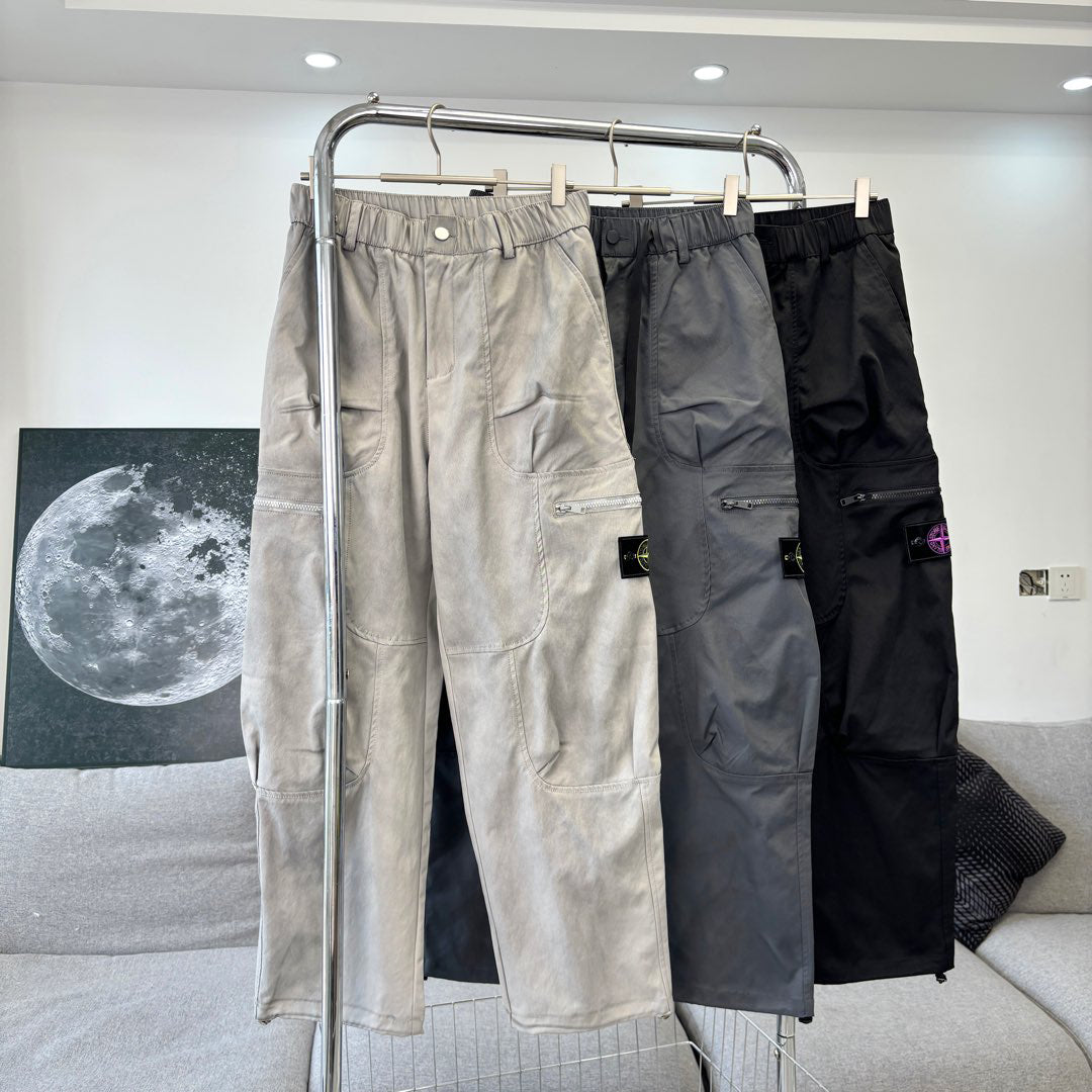 Stone Island Multi-Pocket Cargo Trousers with Bellows Pockets and Compass Badge