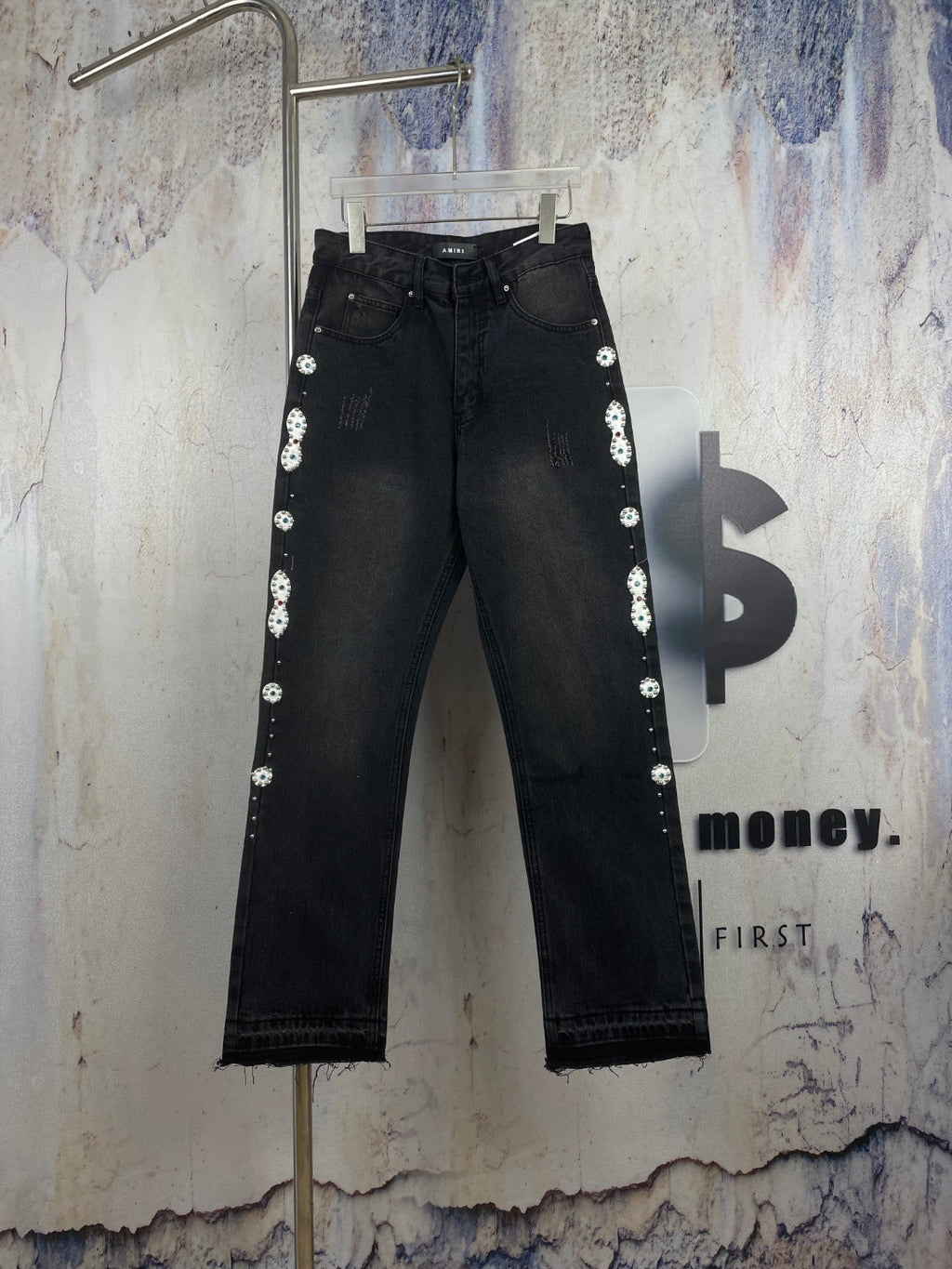 AMIRI Ornamental Stud Embellished Flared Denim Jeans