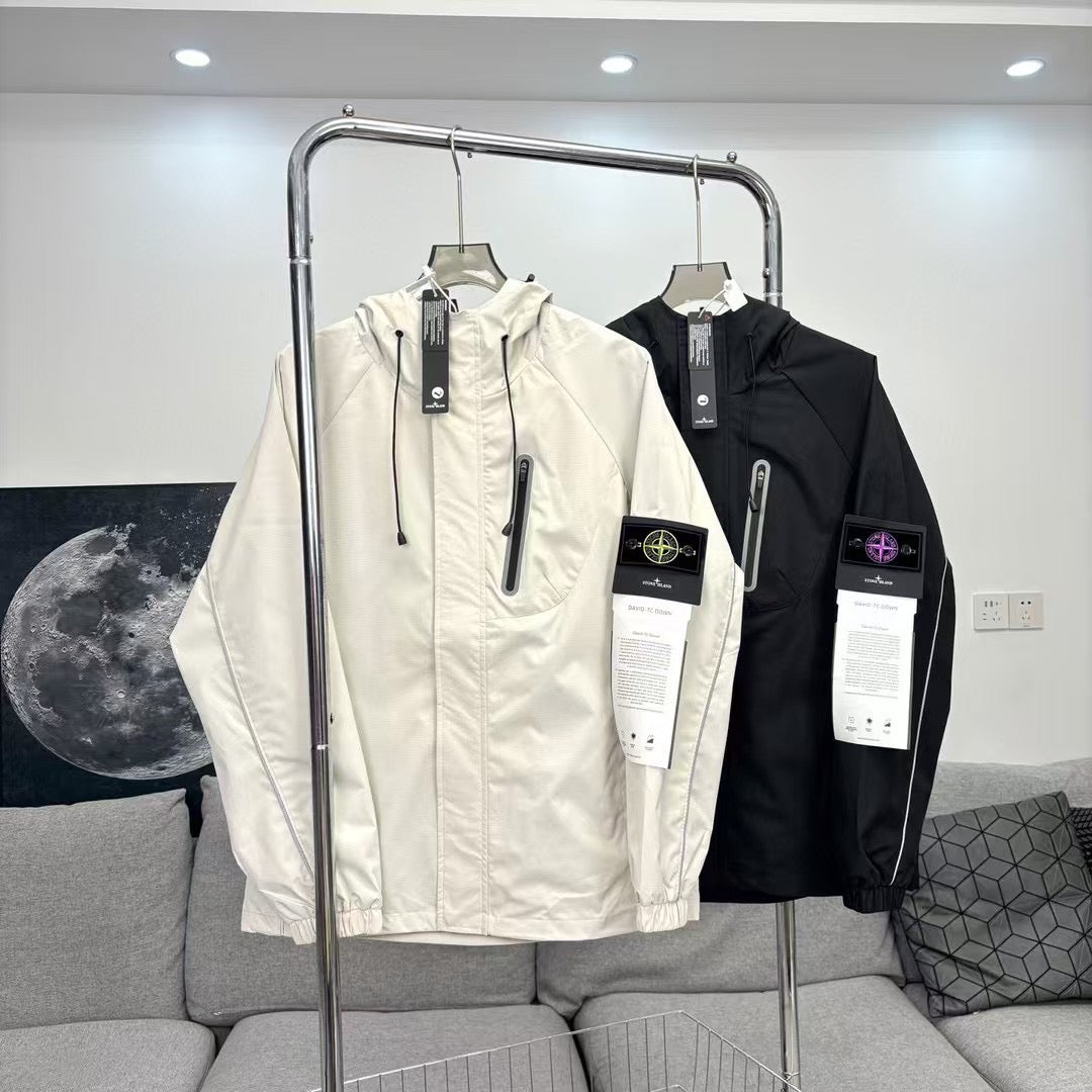 Stone Island Reflective Lightweight Hooded Windbreaker with Compass Badge