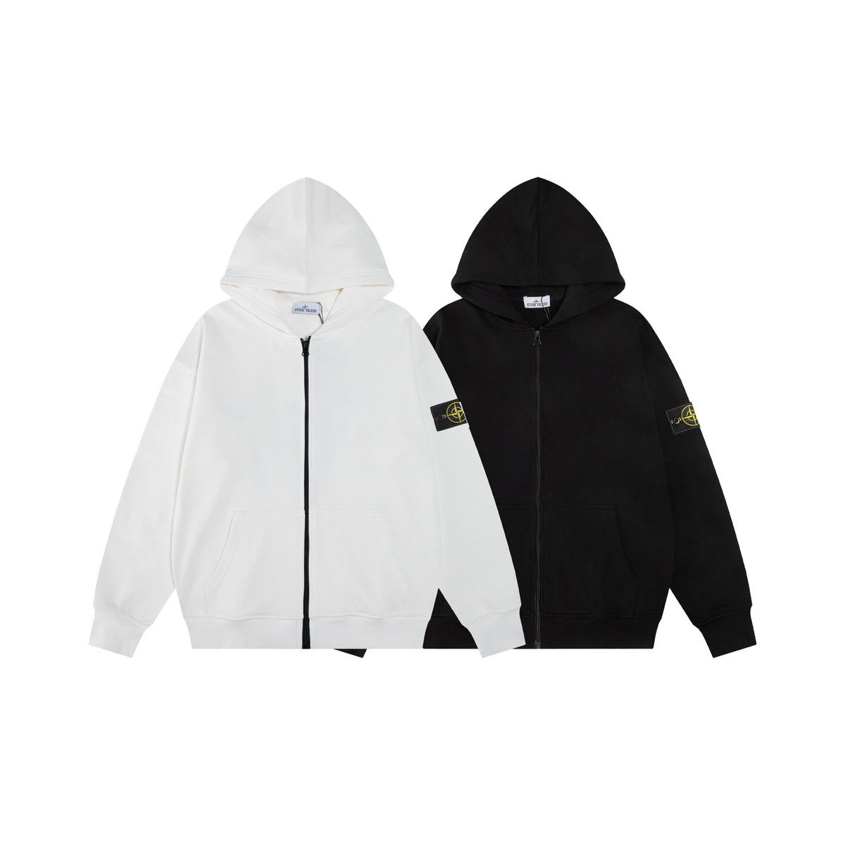 Stone Island Heavyweight Cotton Fleece Full-Zip Hoodie with Compass Badge