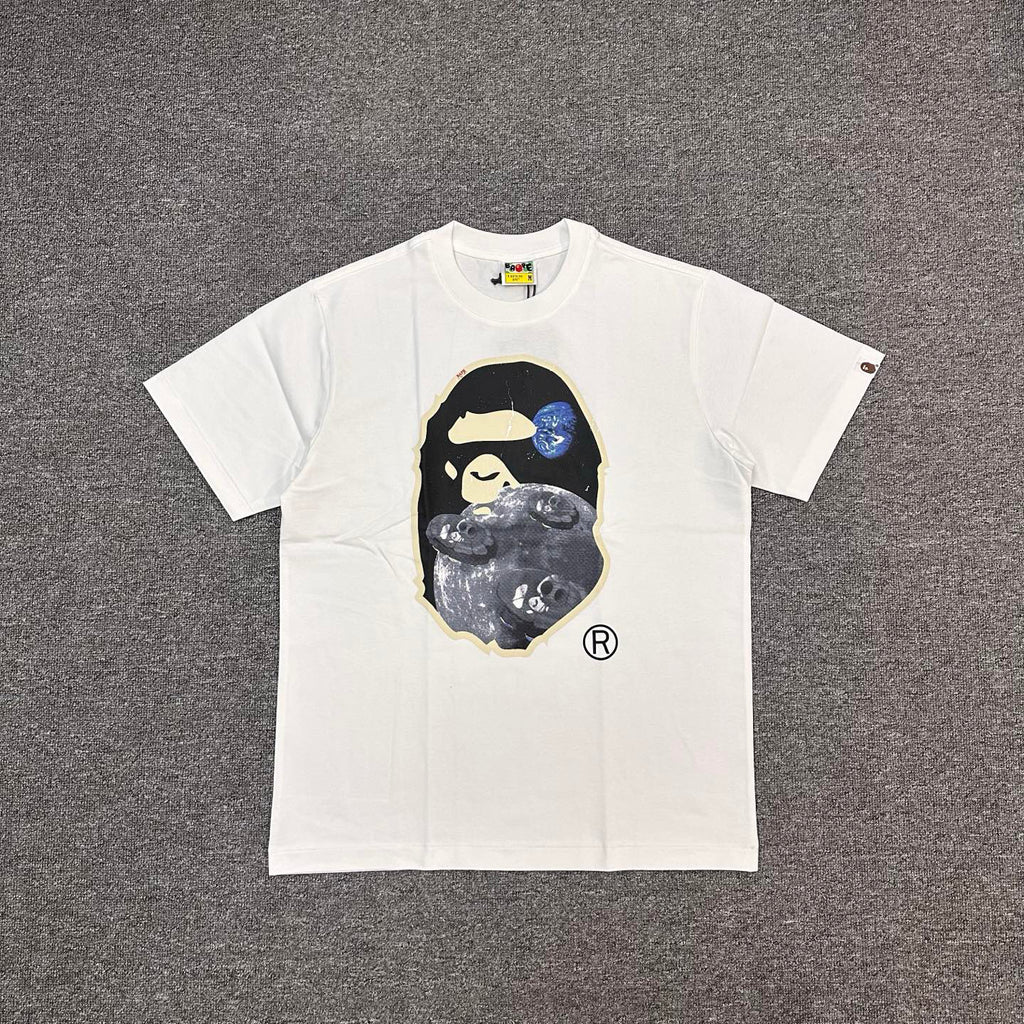 BAPE FW25 Moon Ape Head Space T-Shirt - White / Black