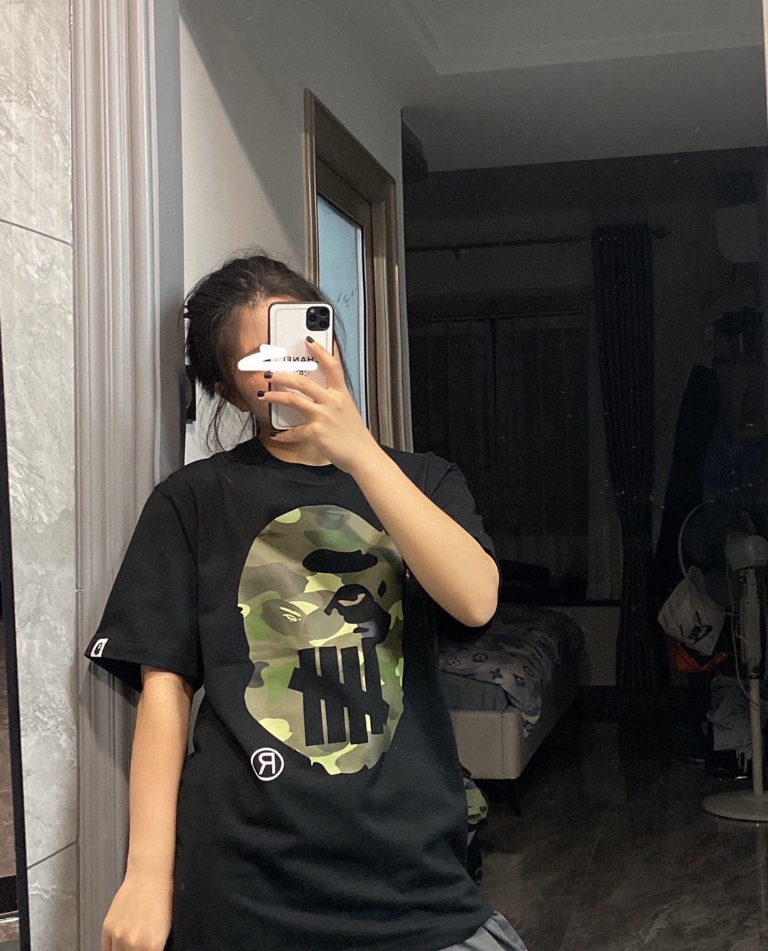 BAPE × UNDEFEATED Green Camo Ape Head Collab Oversized Unisex T-Shirt