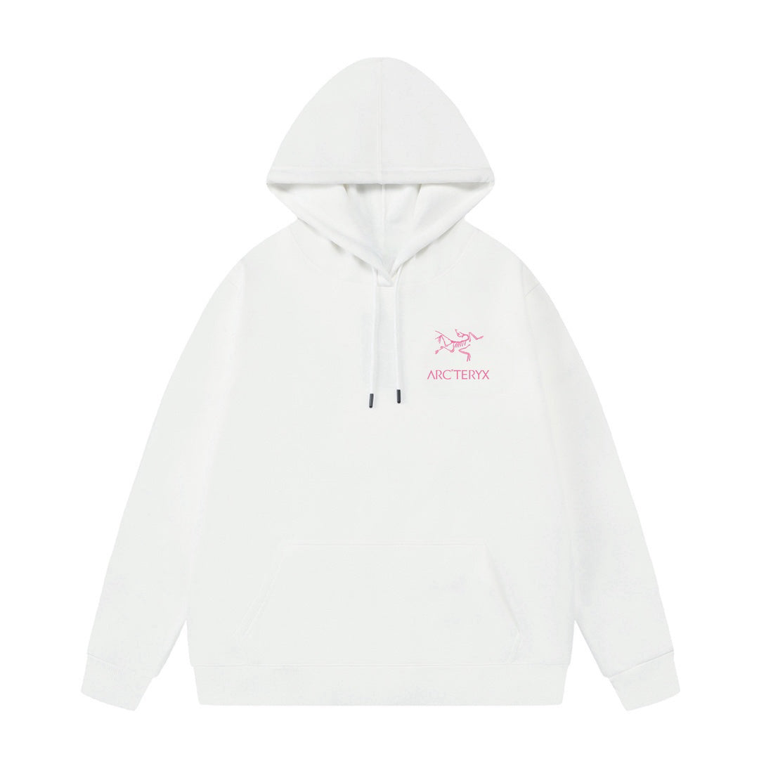 Arc'teryx Pink Logo Print Oversized Fleece-Lined Hoodie