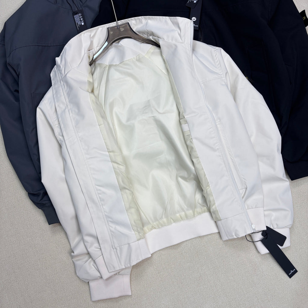 Stone Island Stand Collar Oversized Jacket with Large Patch Pockets and Compass Badge