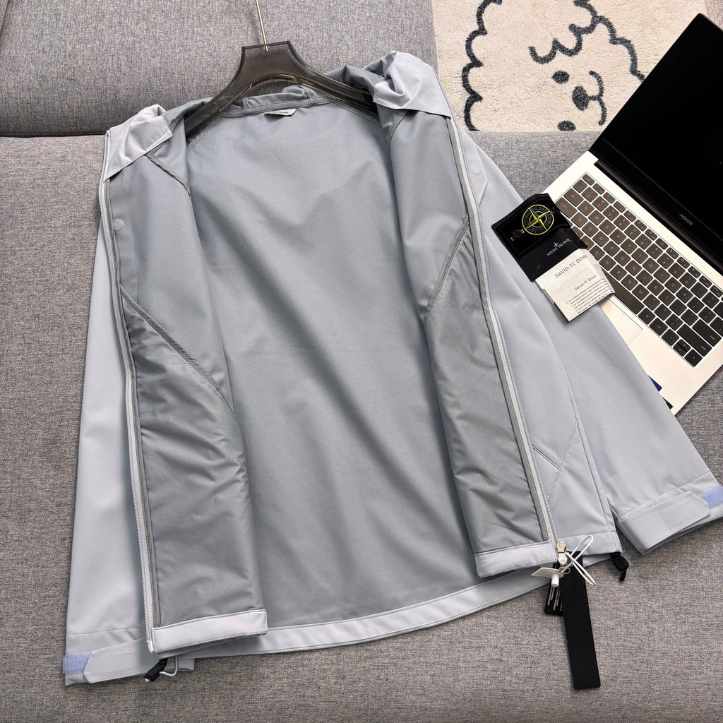 Stone Island Diagonal Panel Technical Hooded Jacket with Compass Badge