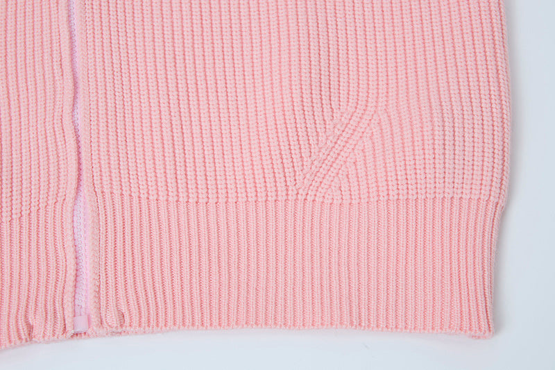 Stone Island Full-Zip Knit Hoodie Chunky Rib - Pink / Gray / Blue / Black / White