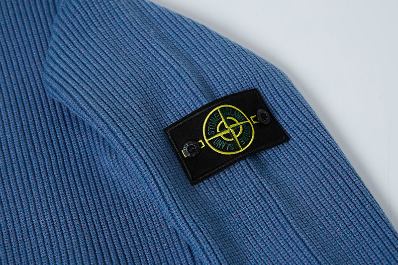 Stone Island Compass Badge Chunky Ribbed Crew Neck Knit Sweater - 5 Colors