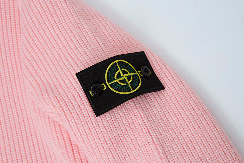 Stone Island Full-Zip Knit Hoodie Chunky Rib - Pink / Gray / Blue / Black / White