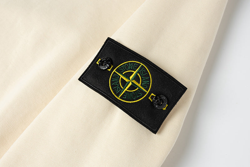 Stone Island Compass Badge Snap-Detail Pullover Hoodie Sweatshirt