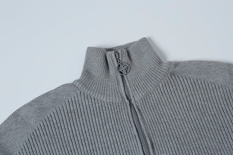 Stone Island Full-Zip Turtleneck Chunky Rib Knit Jacket