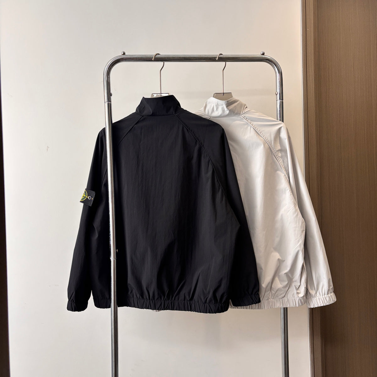 Stone Island Stand Collar Raglan Zip Jacket with Compass Badge
