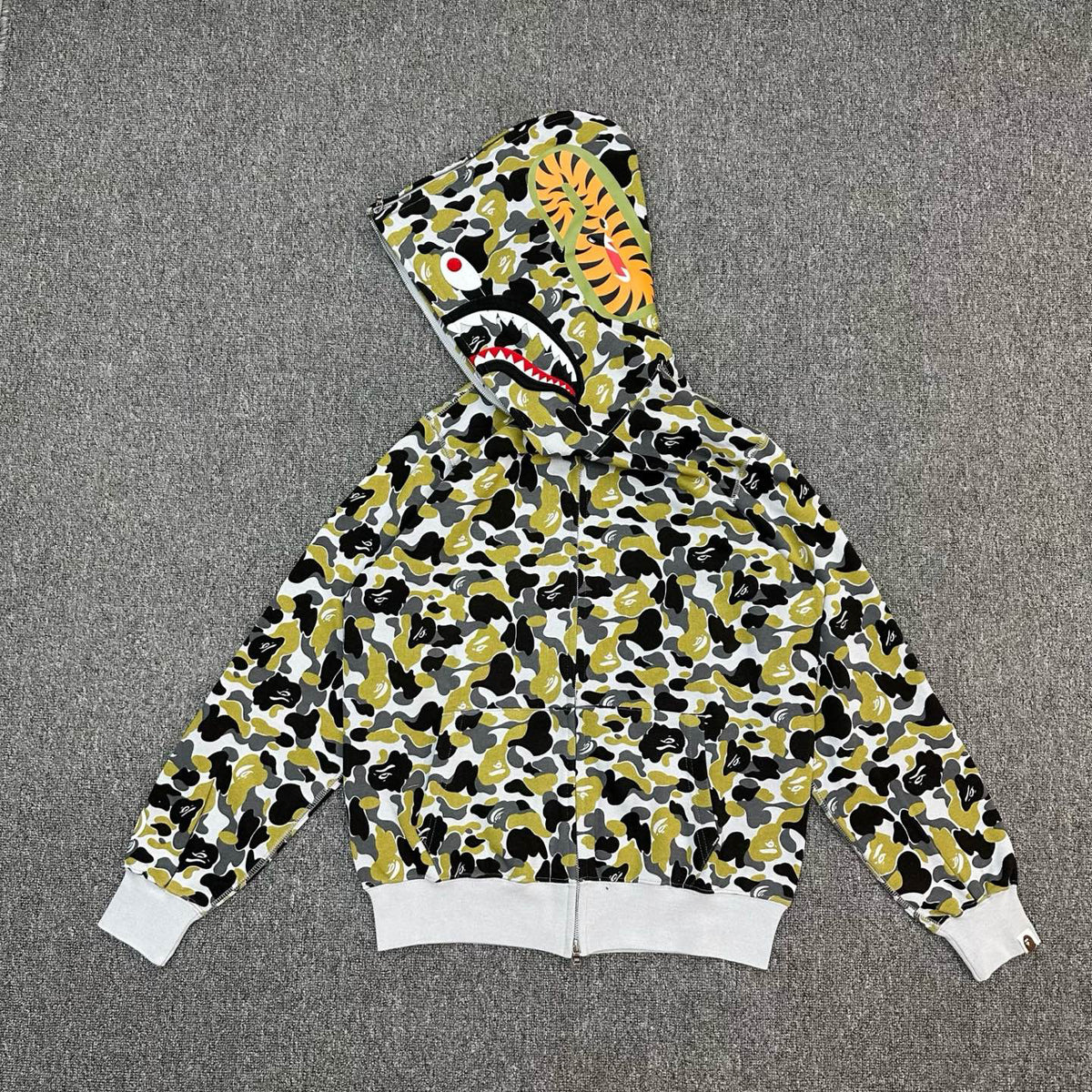 BAPE FW24 Yellow-Green ABC Camo Shark Full-Zip Hoodie - Ginza Limited