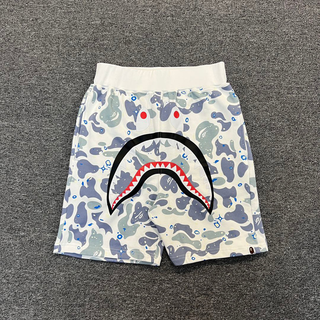 BAPE Space Camo Glow-in-the-Dark Shark Shorts - White / Black