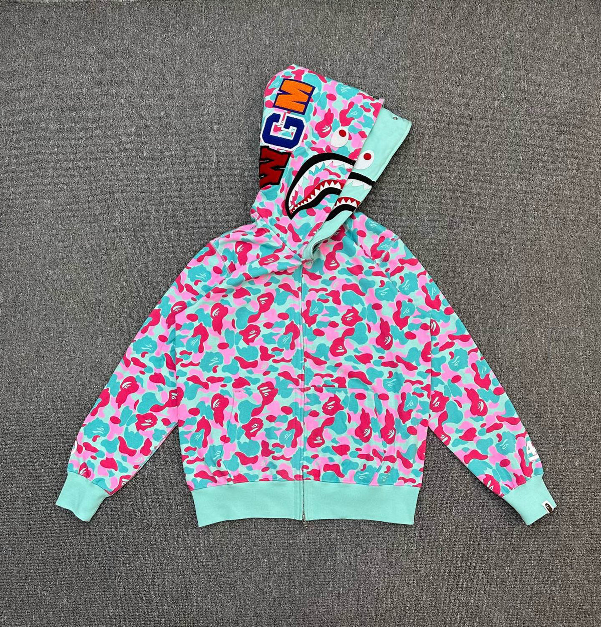 BAPE Miami 4th Anniversary WGM Shark Full-Zip Double Hood Hoodie — Miami ABC Camo