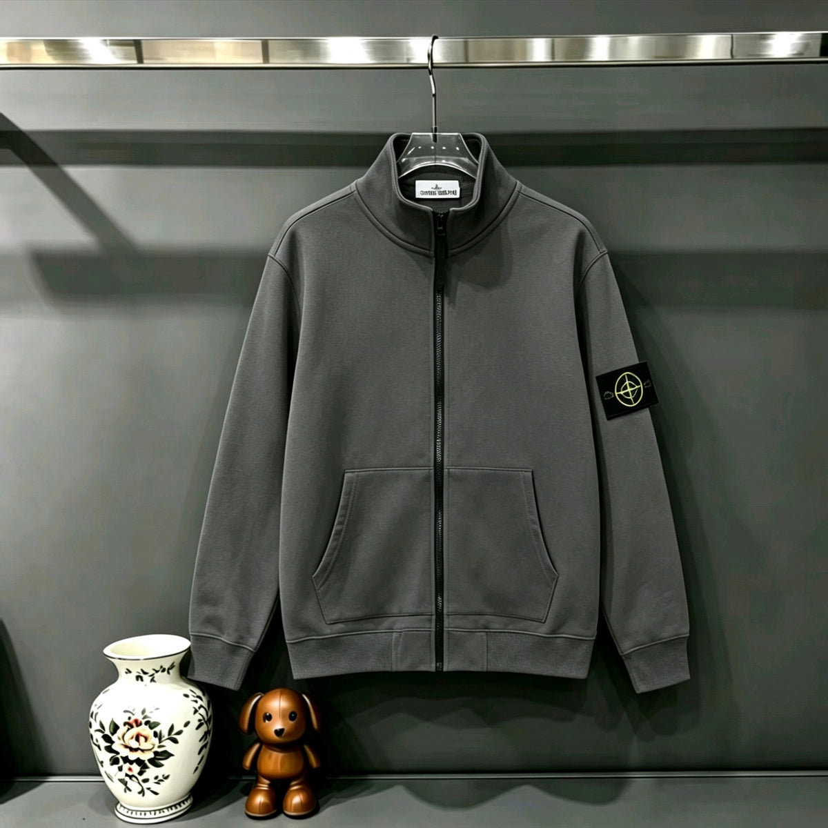 Stone Island Classic Compass Badge Full-Zip Stand Collar Sweatshirt Jacket