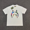 BAPE Art Camo Multicolor Patchwork Shark Face Zip Oversized Heavyweight Unisex T-Shirt