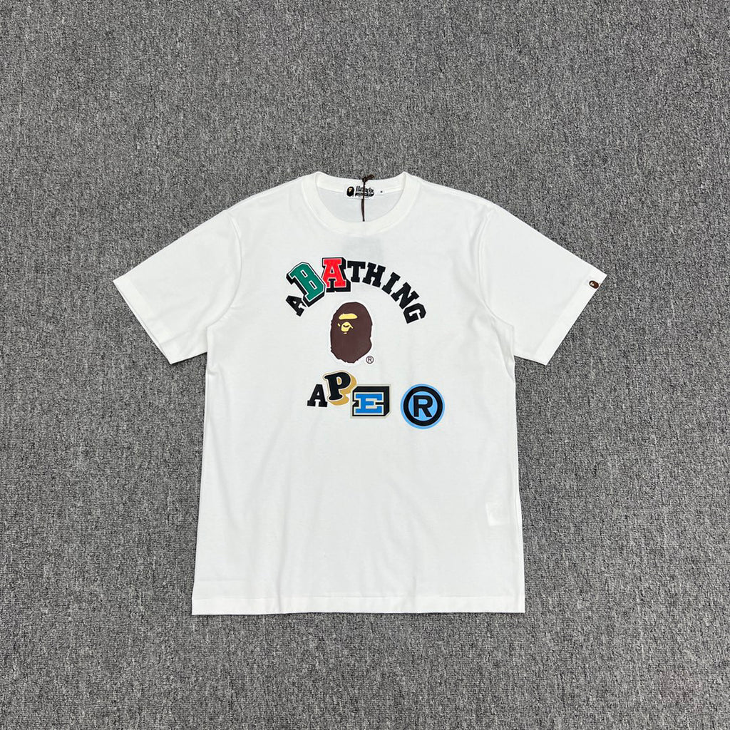 BAPE Multi-Colour Collegiate Patchwork Letter Ape Head Logo Tee Oversized Unisex T-Shirt