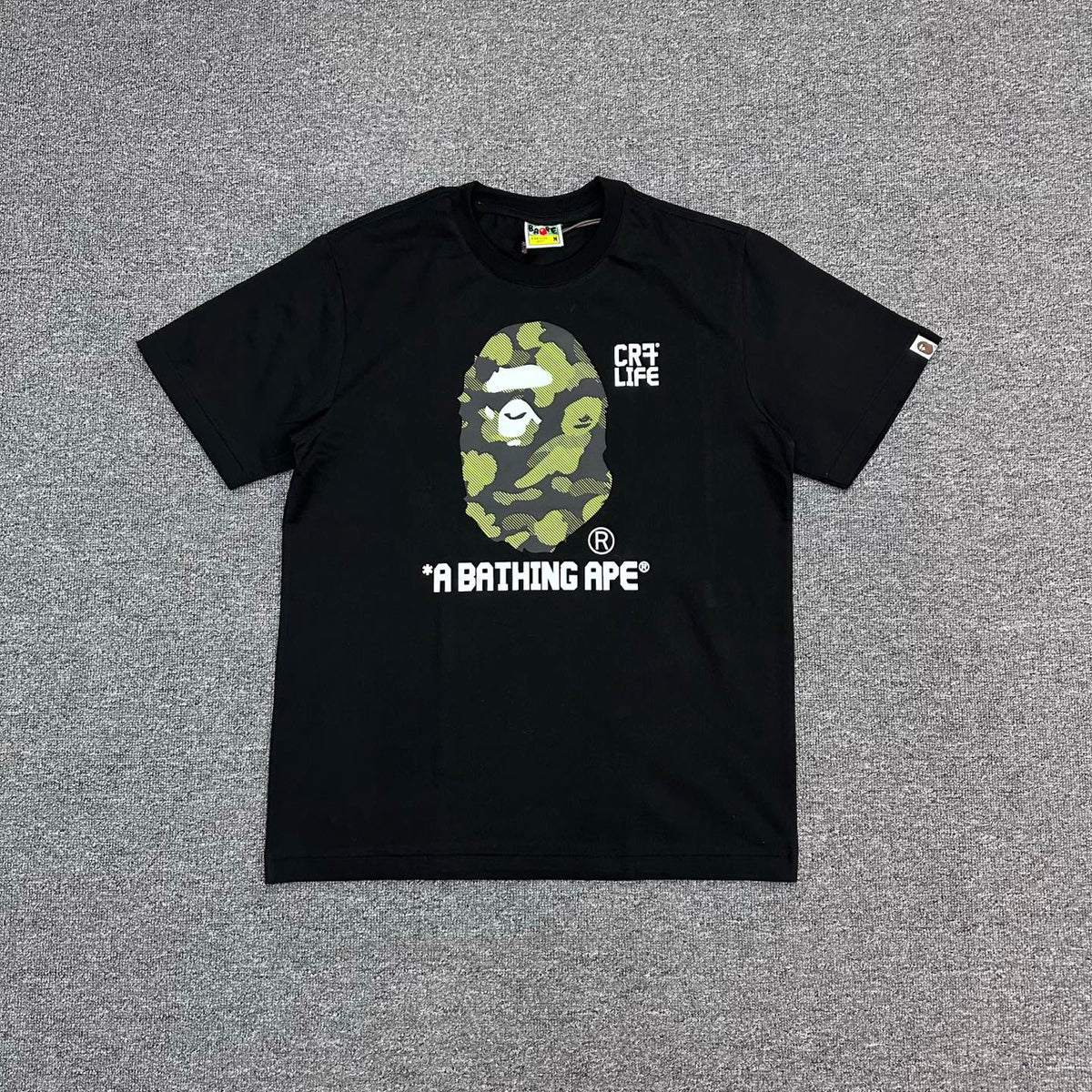 BAPE × CR7 LIFE FW25 Halftone Green Camo Ape Head Oversized Heavyweight Unisex T-Shirt