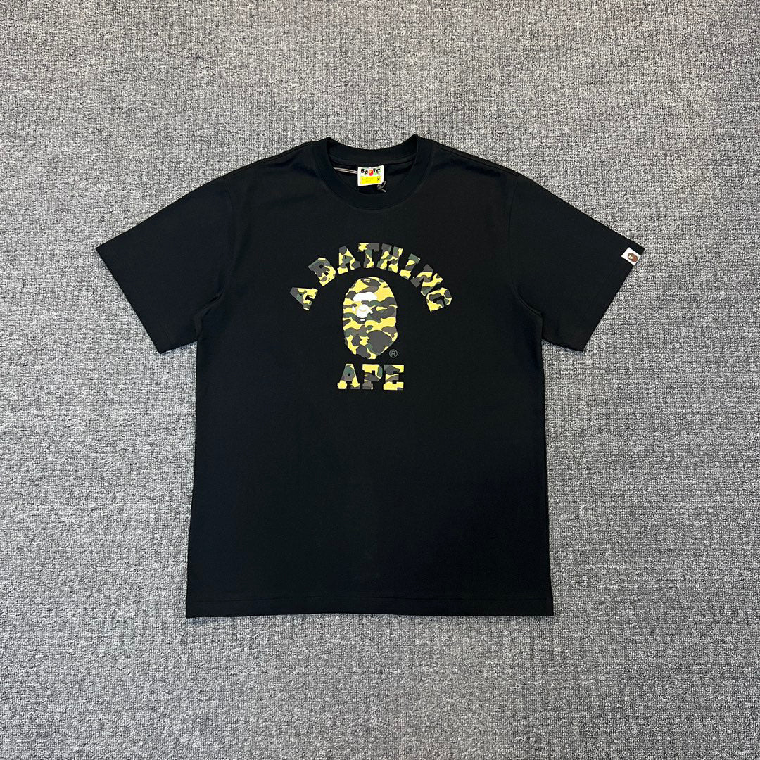 BAPE College Logo Yellow & Green Camo Oversized Unisex T-Shirt