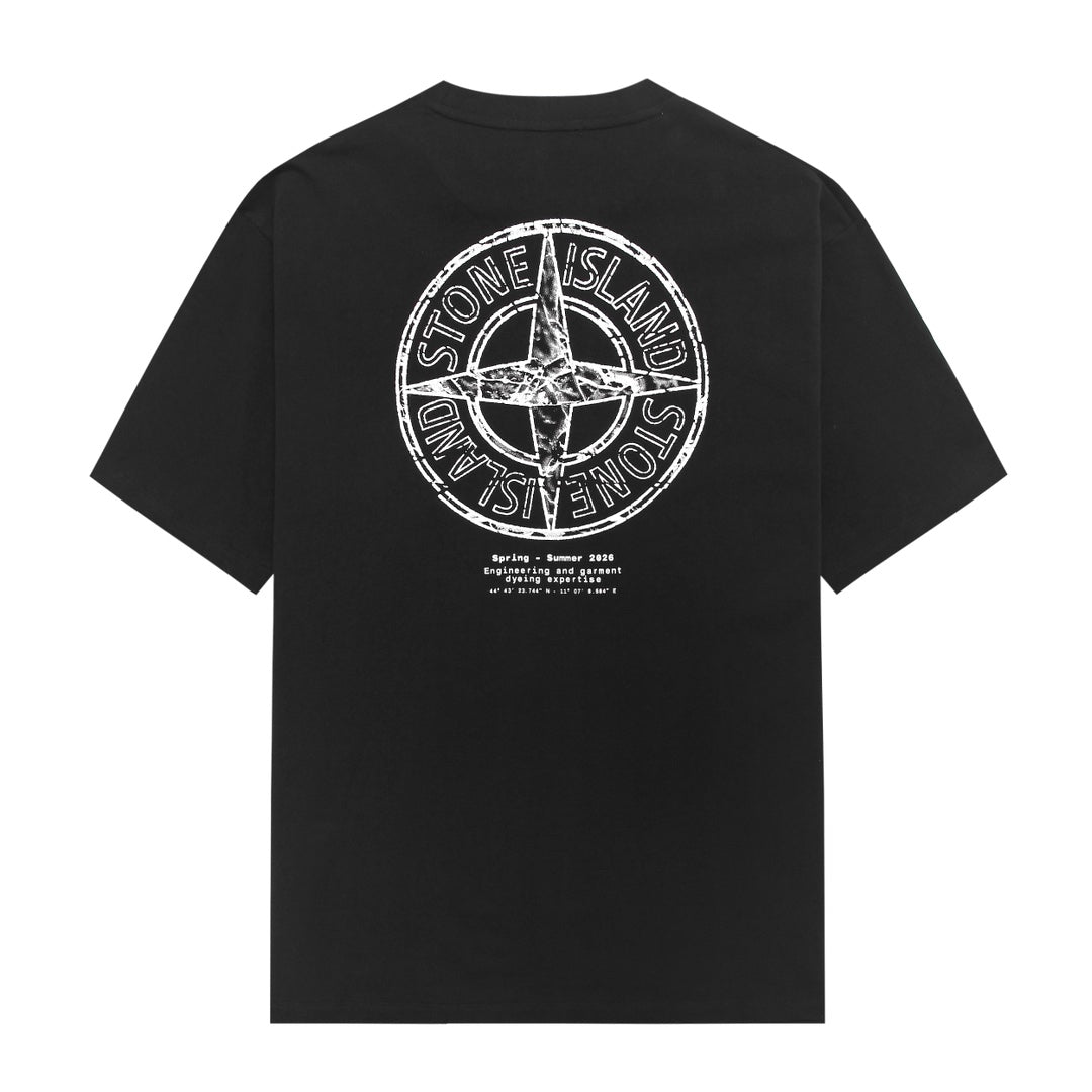 Stone Island Spring-Summer 2026 Engineering and Garment Dyeing Text Print Crew Neck T-Shirt