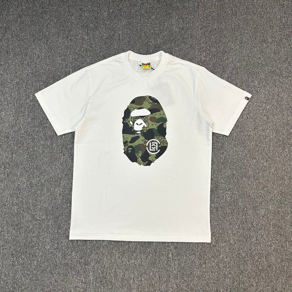 BAPE × CLOT SS25 Camo Monogram Ape Head Oversized Heavyweight Unisex T-Shirt