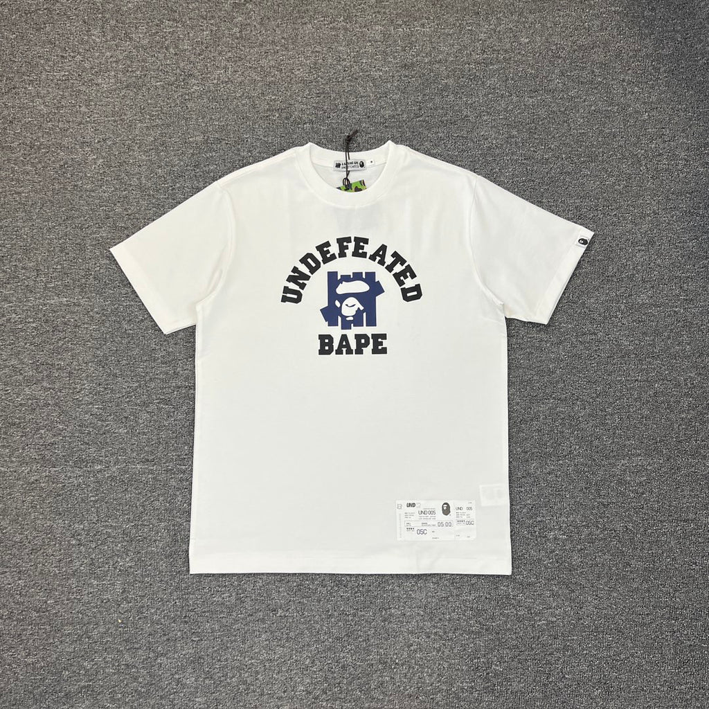 UNDEFEATED × BAPE Five Strike Ape Head College Tee Oversized Unisex T-Shirt