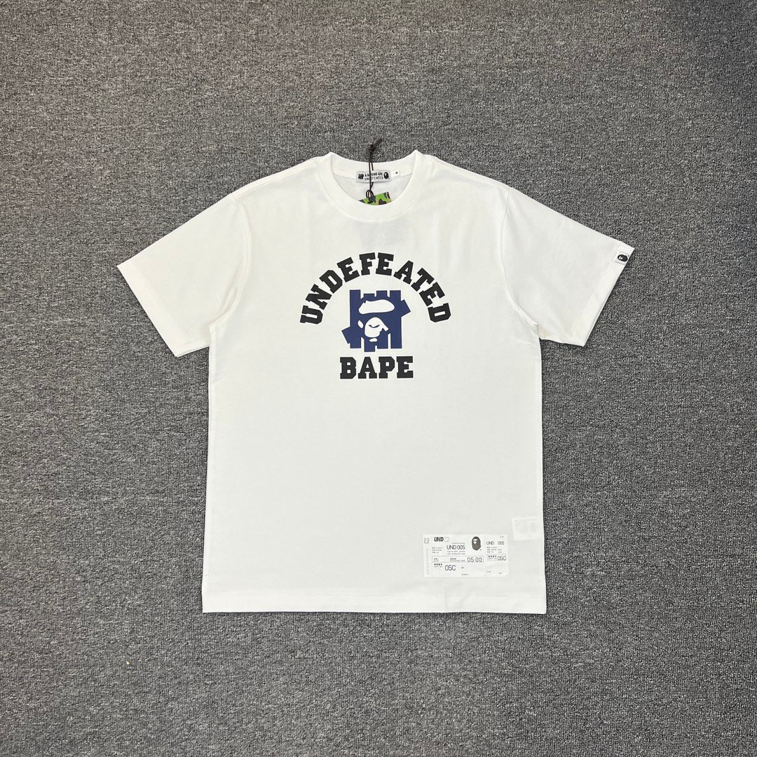 UNDEFEATED × BAPE Five Strike Ape Head College Tee Oversized Unisex T-Shirt