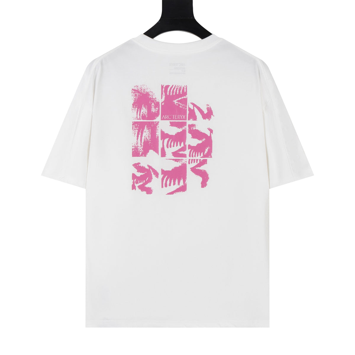 Arc'teryx Distressed Bird Logo Front & Grid Graphic Back Crew Neck Short‑Sleeve T‑Shirt, Unisex Relaxed Fit Tee