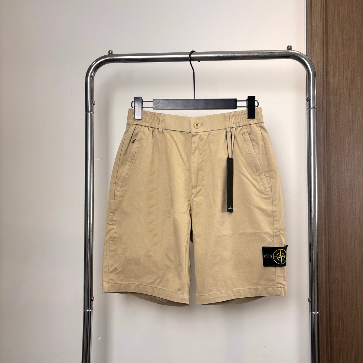 Stone Island Japanese-Style Chino Shorts with Twin Pleats and Compass Badge
