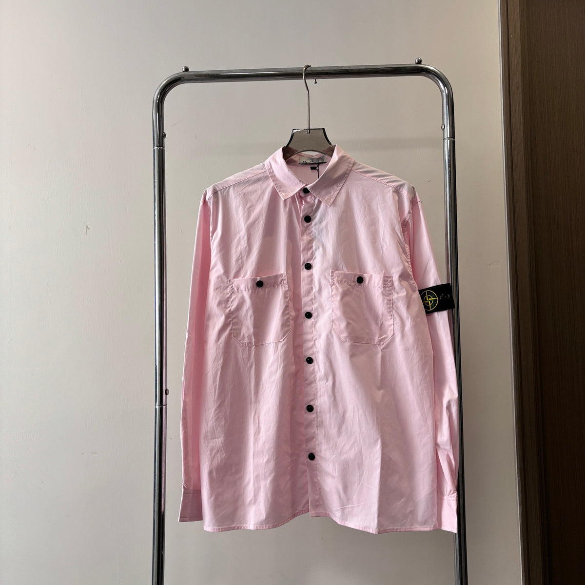 Stone Island Technical Cotton Overshirt with Snap Buttons and Compass Badge