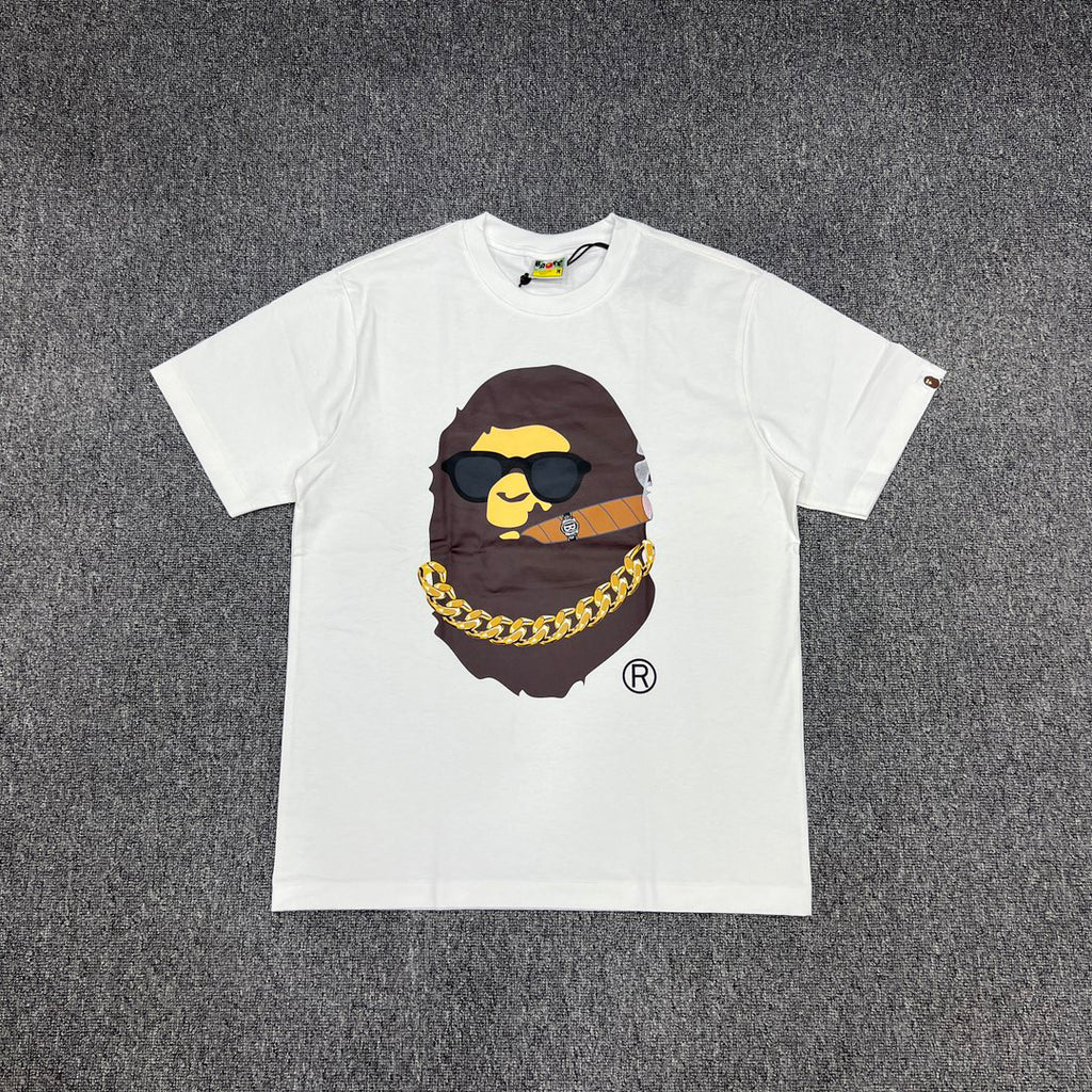BAPE Los Angeles Exclusive Smoking Ape Head Cuban Chain Cigar OG Tee Oversized Unisex T-Shirt