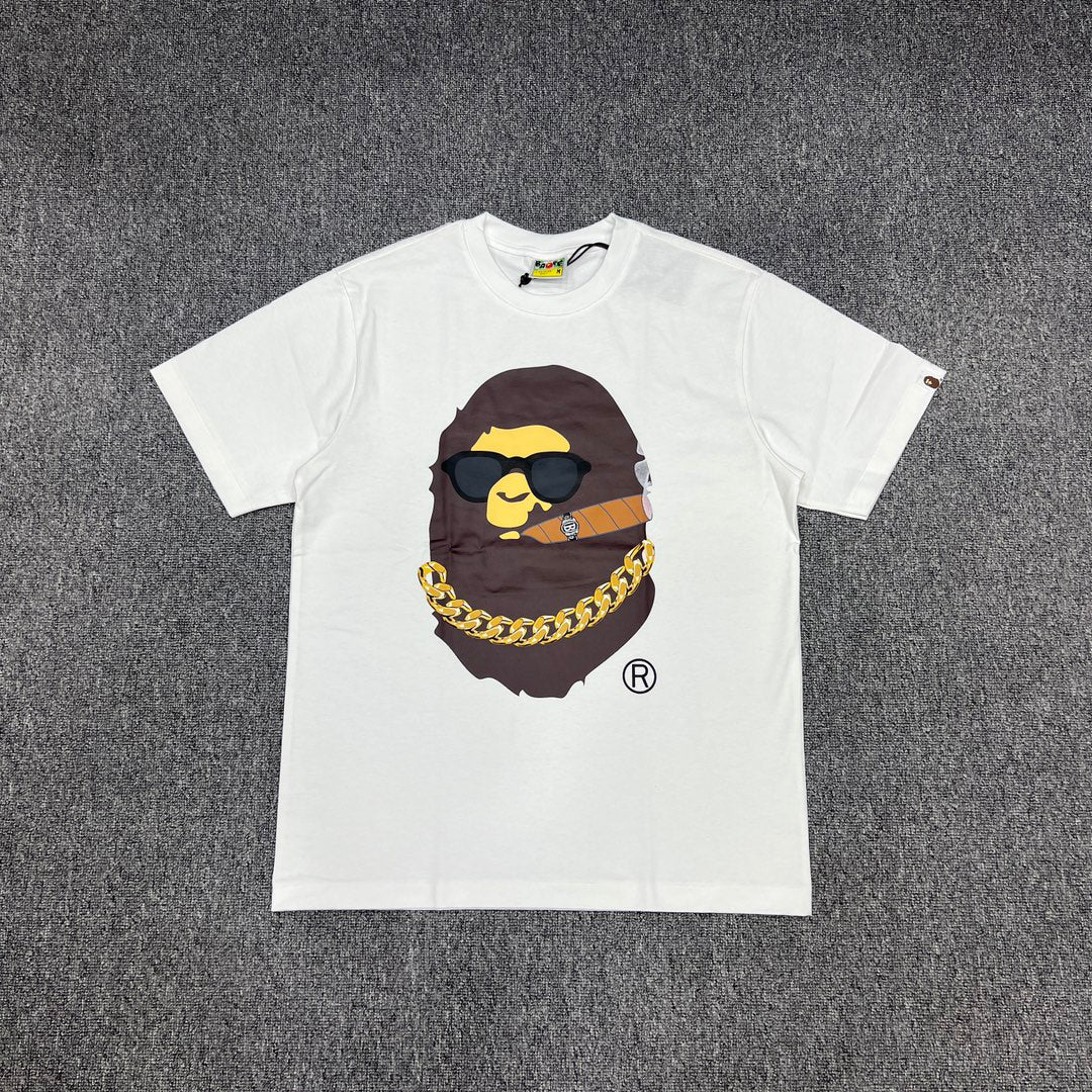 BAPE Los Angeles Exclusive Smoking Ape Head Cuban Chain Cigar OG Tee Oversized Unisex T-Shirt
