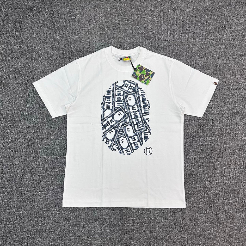 BAPE FW25 Banknote Collage Ape Head Oversized Heavyweight Unisex T-Shirt