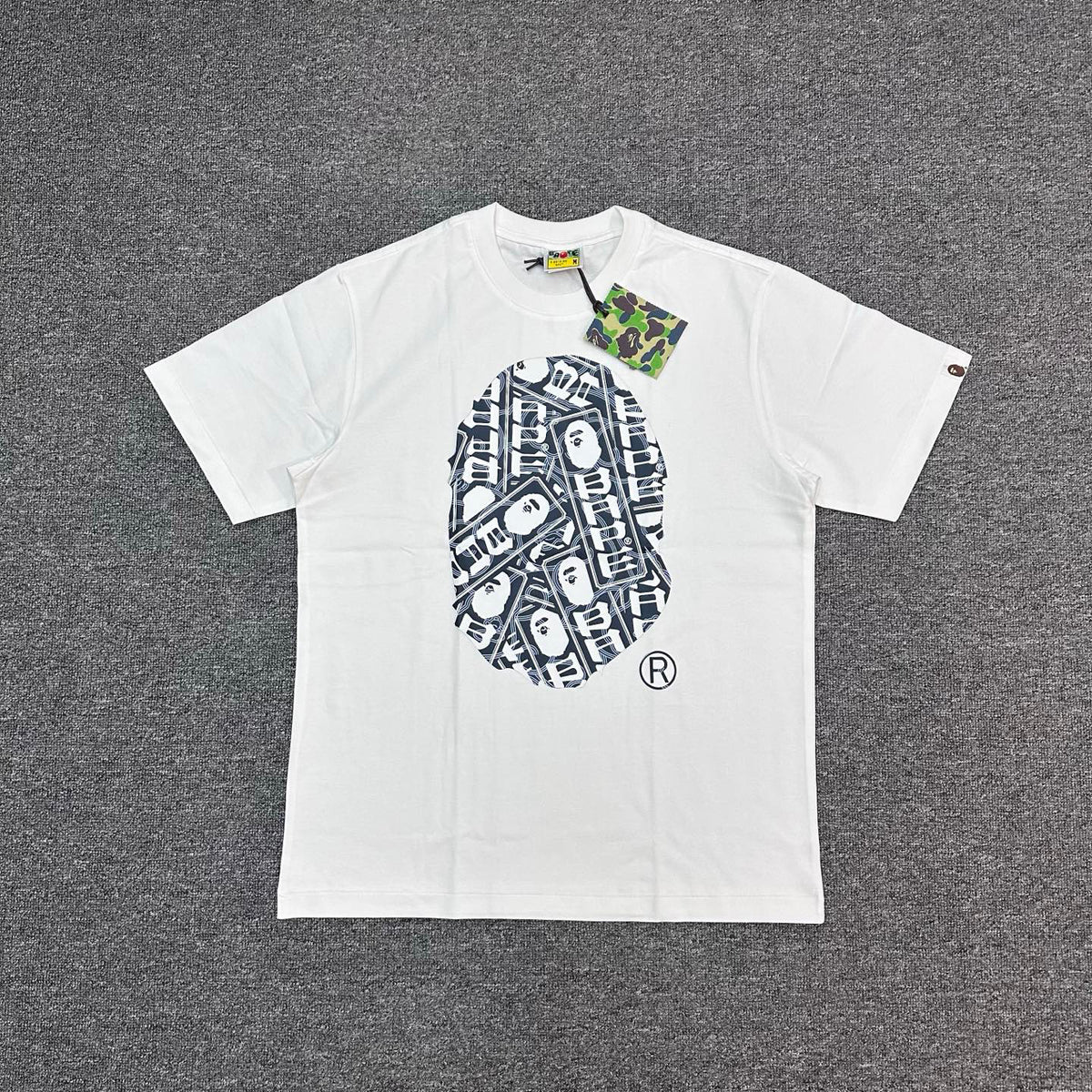 BAPE FW25 Banknote Collage Ape Head Oversized Heavyweight Unisex T-Shirt