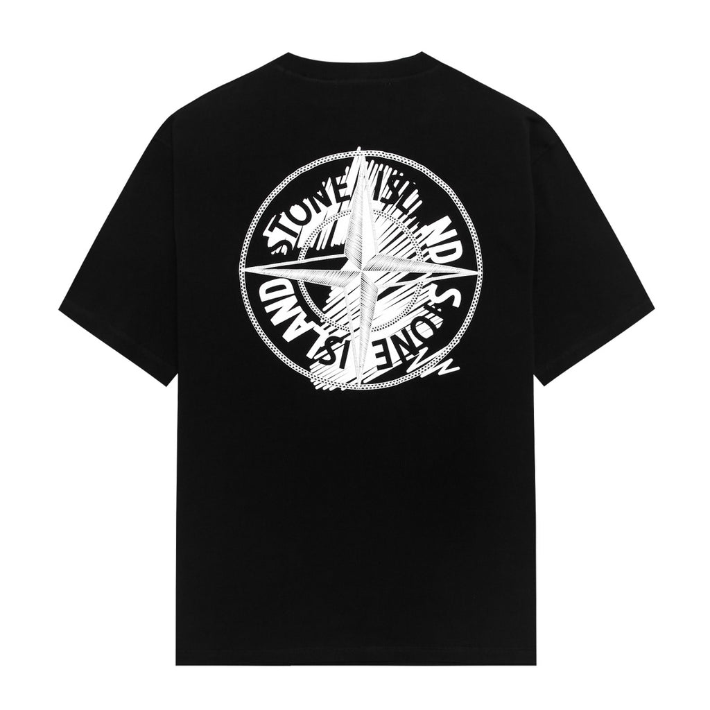 Stone Island Left Chest Horseshoe Compass Badge Print Crew Neck T-Shirt