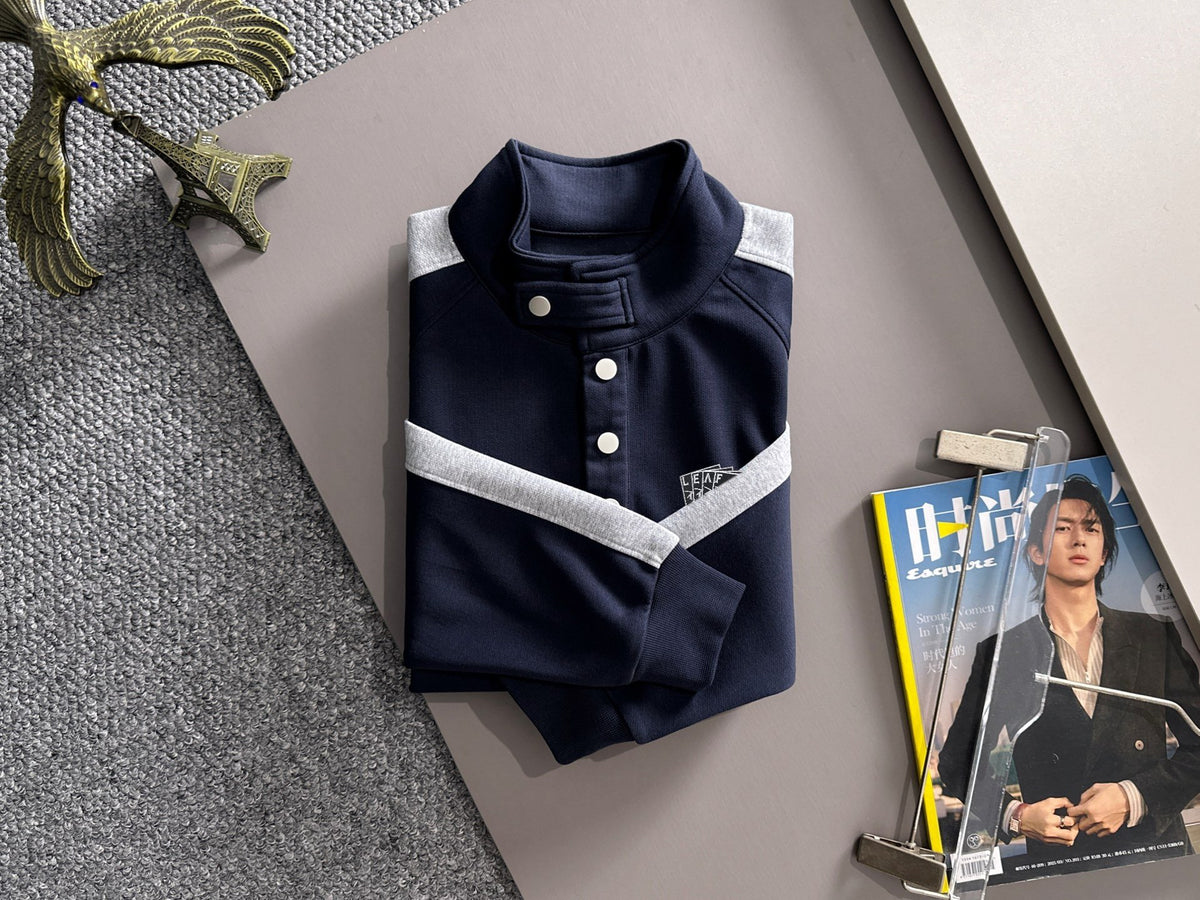 Arc'teryx 25SS Colorblock Stand Collar Snap Sweatshirt | Navy