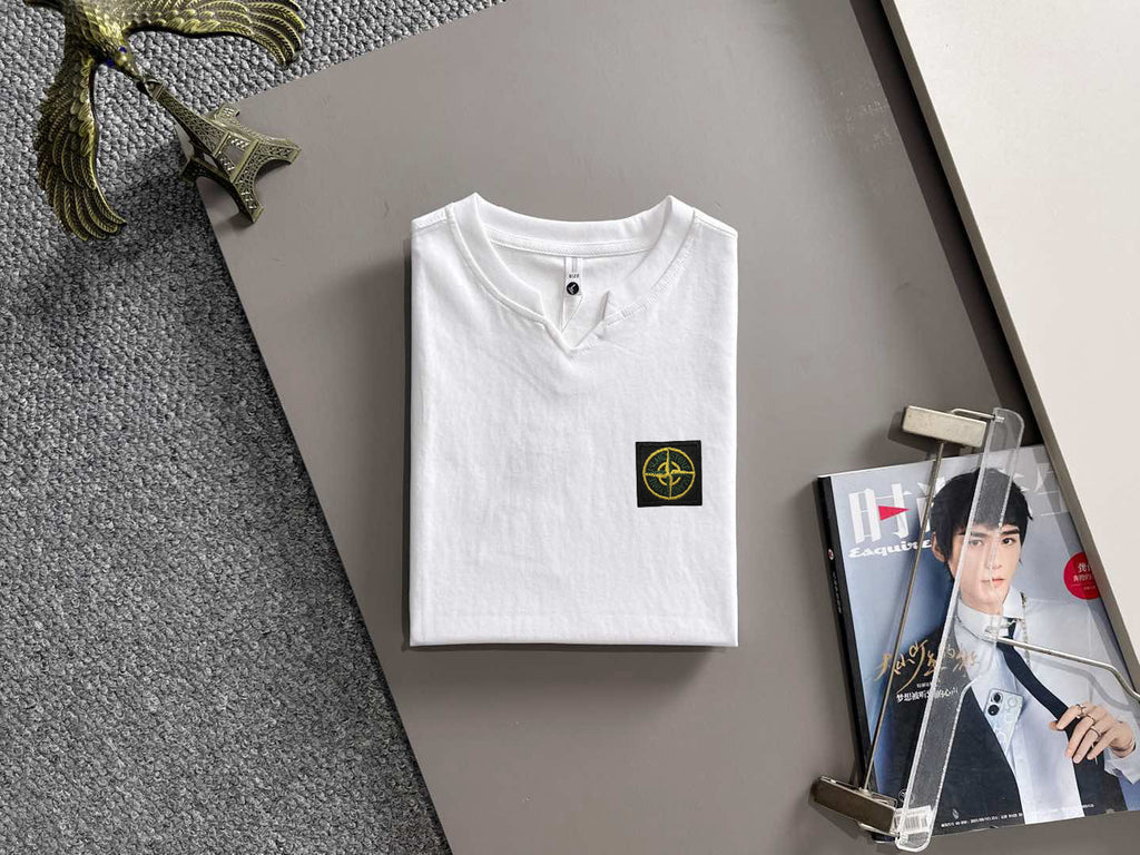 Stone Island Heavyweight Cotton Crew Neck T-Shirt with Left Chest Compass Badge