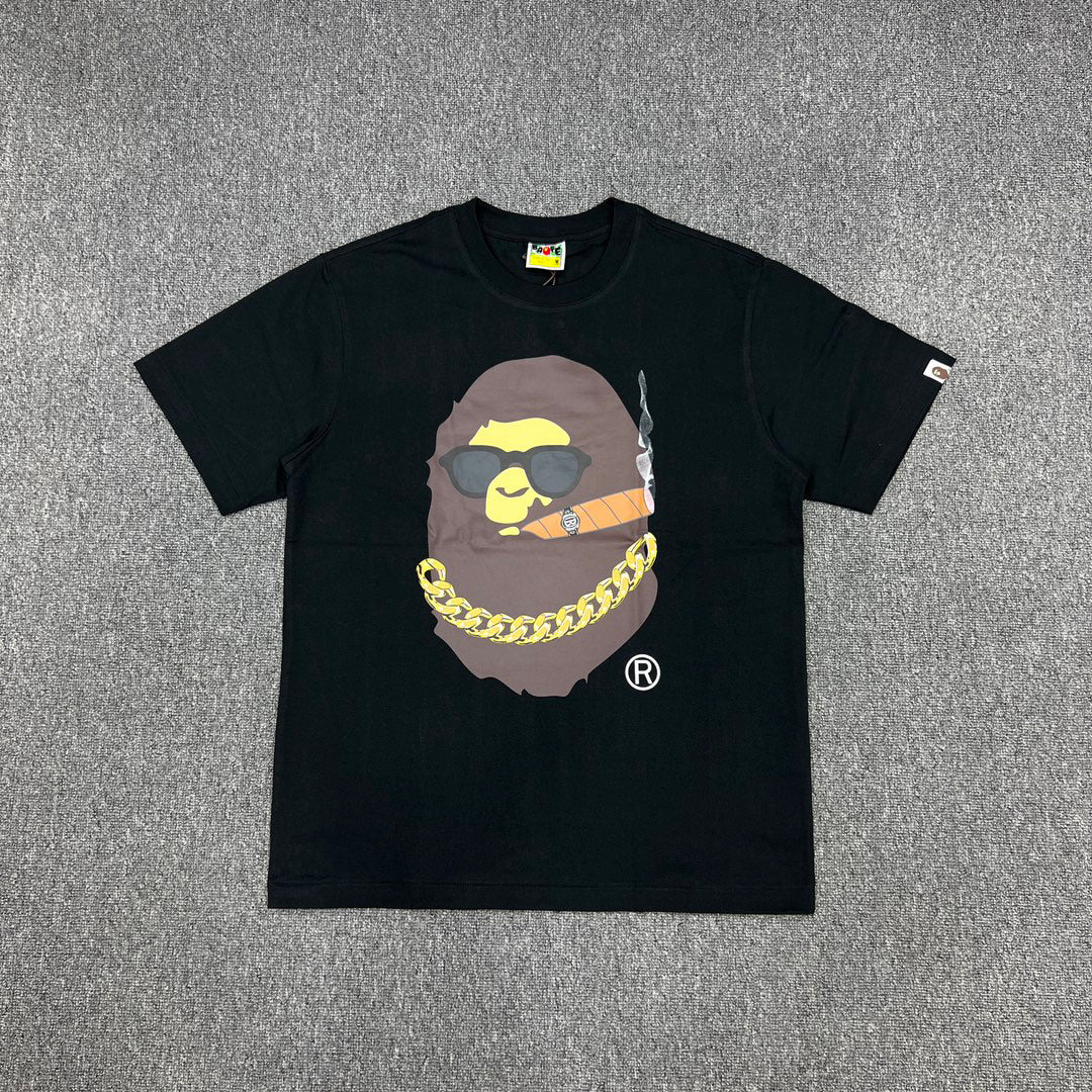 BAPE Los Angeles Exclusive Smoking Ape Head Cuban Chain Cigar OG Tee Oversized Unisex T-Shirt