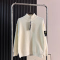 Stone Island Chunky-Rib Full-Zip Knit Cardigan with Compass Badge