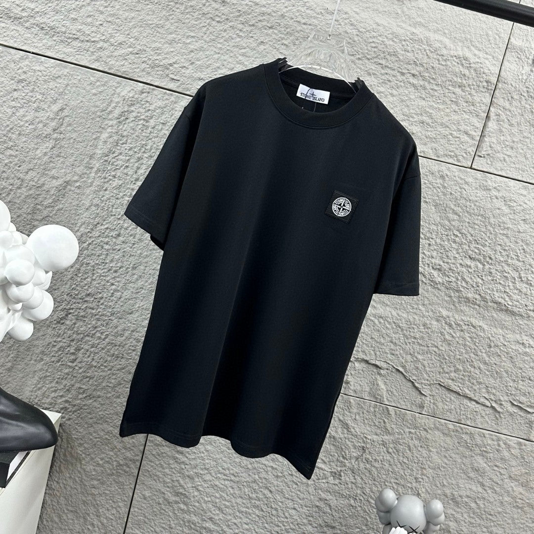 Stone Island Classic Compass Rose Woven Appliqué Badge T-Shirt - Left Chest Patch
